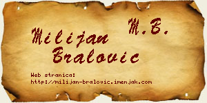 Milijan Bralović vizit kartica